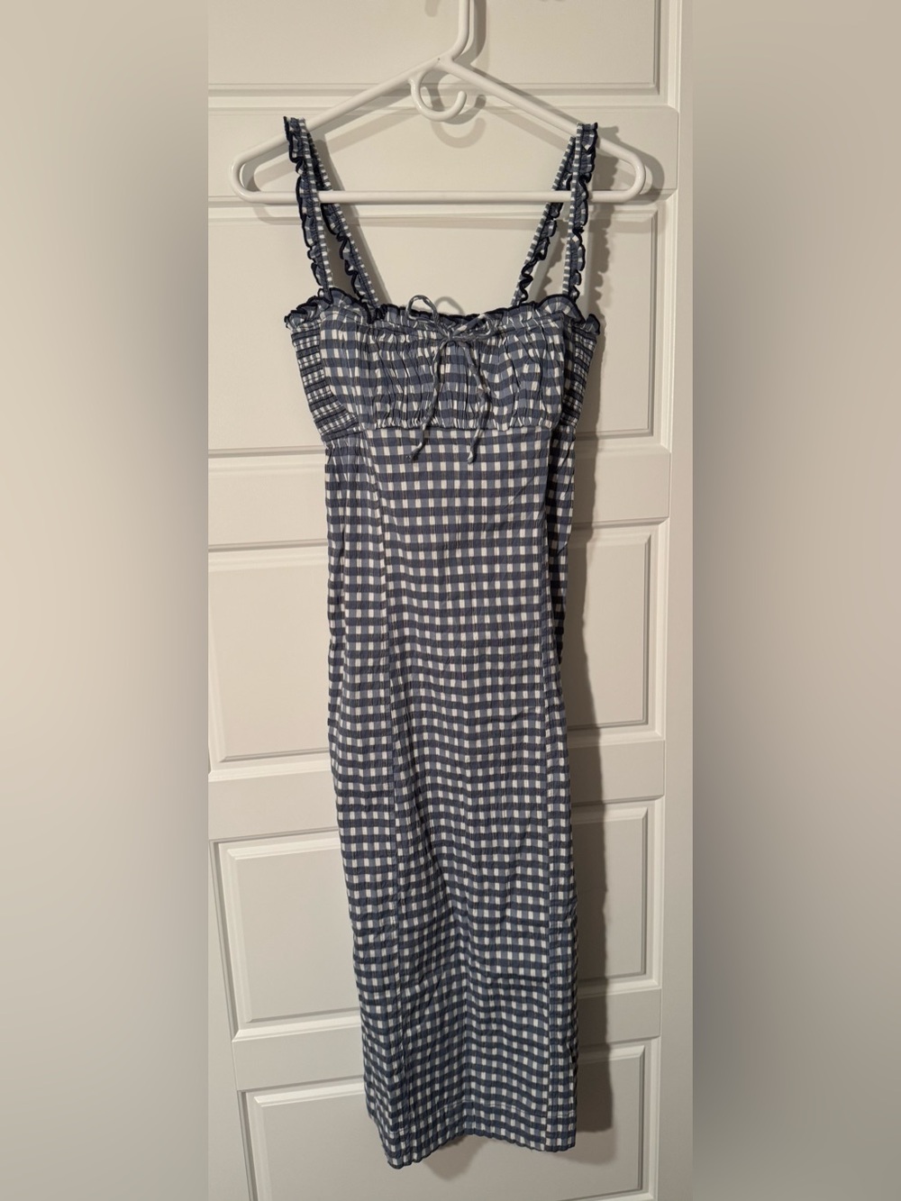 NWT Free People Lucinda Midi Dress in Indigo Combo Plaid Print, Size Medium